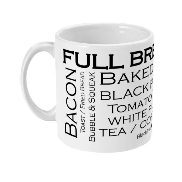 black pudding club full breakfast mug left side mockup