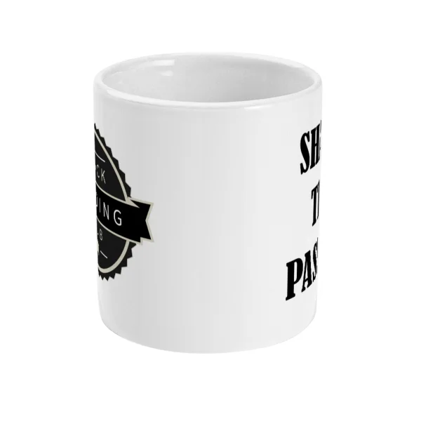 black pudding club logo share the passion ceramic mug front mockup