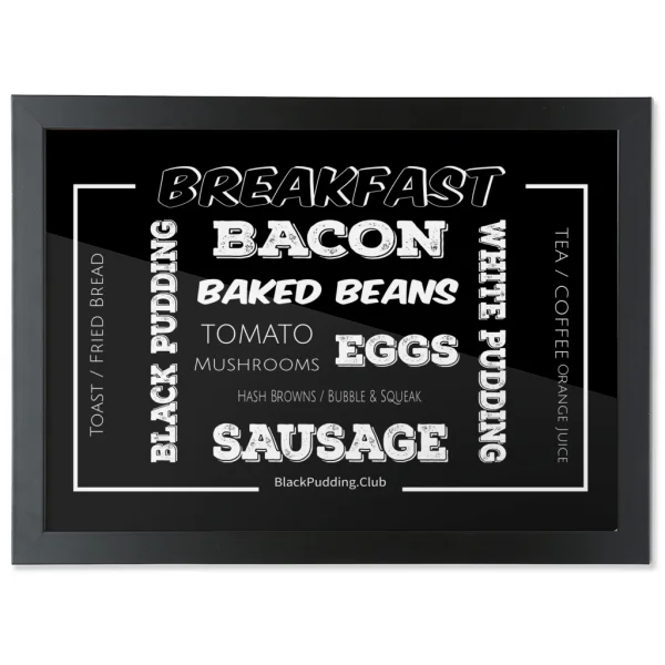 Full Breakfast Framed Bamboo Print – Black & White