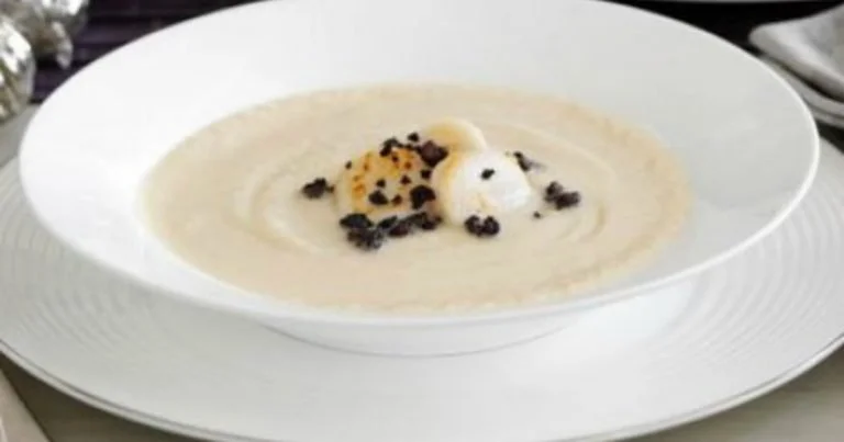 Celeriac Soup with Scallops and Black Pudding