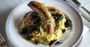 Pork, Black Pudding and Apple Pie - Bangers and Mash